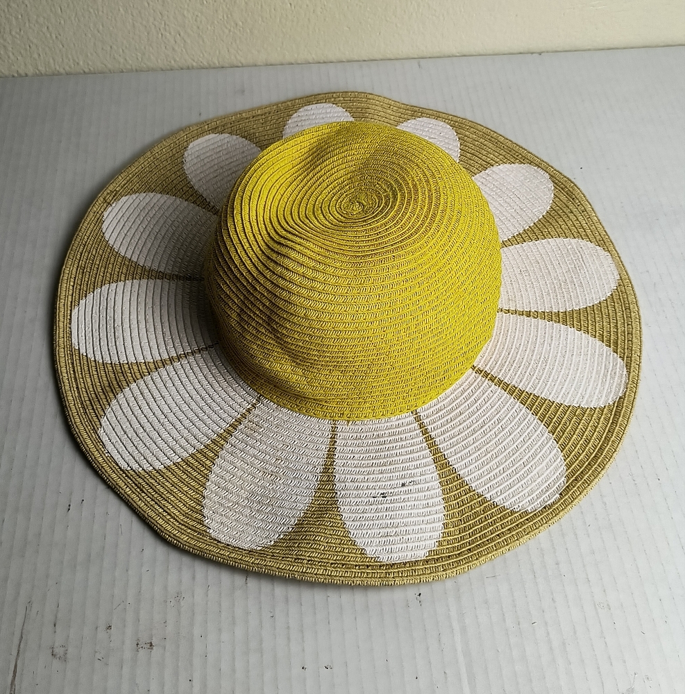 San Diego Hat Company Yellow and White Daisy Sun Paper Straw Hat Kids 5-7 - Picture 4 of 9
